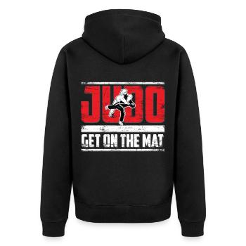 Judo - Unisex Premium Bio Zip Hoodie - Schwarz - Hinten - Nico (187cm)