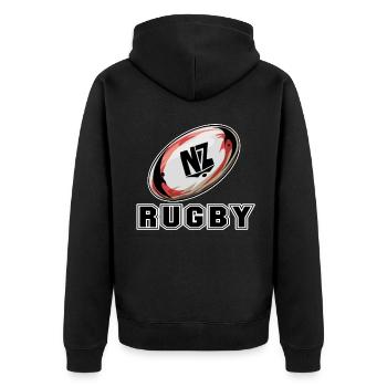 Neuseeland - Unisex Premium Bio Zip Hoodie - Schwarz - Hinten - Nico (187cm)