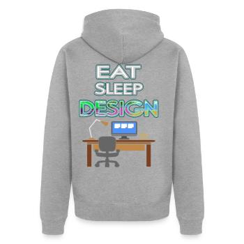 Designer - Künstler - Designen - Unisex Premium Bio Zip Hoodie - Grau meliert - Hinten - Nico (187cm)