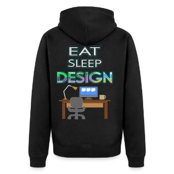 Designer - Artist - Design - Unisex Premium Organic Zip Hoodie - black - Back - Nico (187cm)