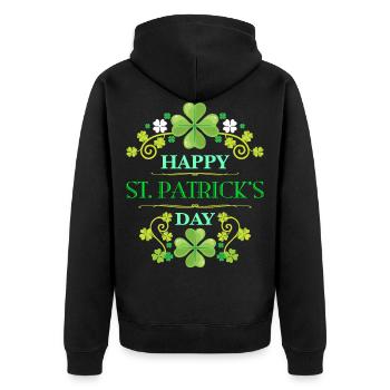 St. Patrick's Day - Unisex Premium Organic Zip Hoodie - black - Back - Nico (187cm)