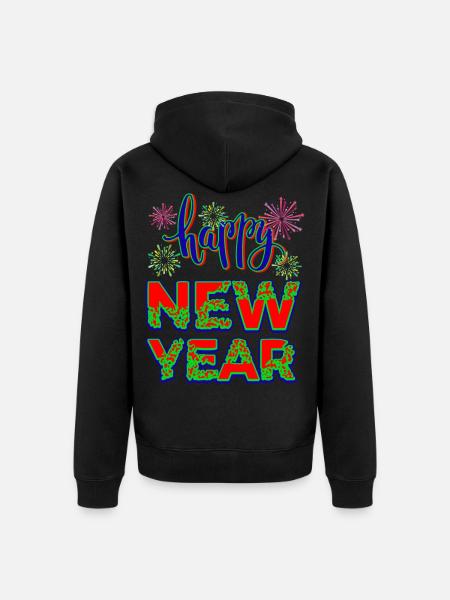 Neujahr Happy New year - Unisex Premium Bio Zip Hoodie - Schwarz