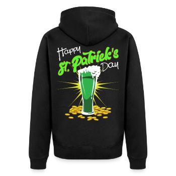 St. Patrick's Day - Unisex Premium Organic Zip Hoodie - black - Back - Nico (187cm)