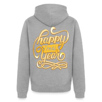 Neujahr Happy New year - Unisex Premium Bio Zip Hoodie - Grau meliert - Hinten - Nico (187cm)