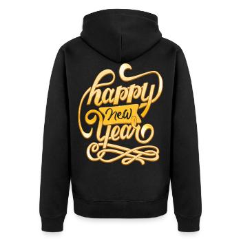 Neujahr Happy New year - Unisex Premium Bio Zip Hoodie - Schwarz - Hinten - Nico (187cm)