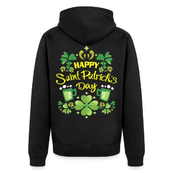 St. Patrick's Day - Unisex Premium Organic Zip Hoodie - black - Back - Nico (187cm)