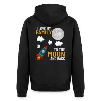 J'aime ma famille valeurs familiales mère papa - Veste à capuche bio Premium Unisexe - noir - Dos - Nico (187cm)