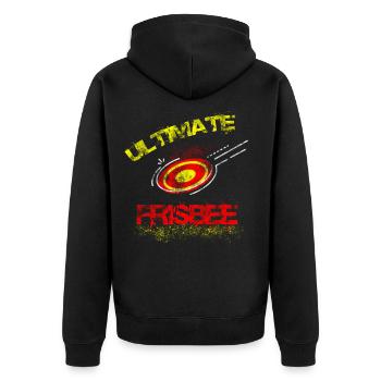 Frisbee - Unisex Premium Bio Zip Hoodie - Schwarz - Hinten - Nico (187cm)