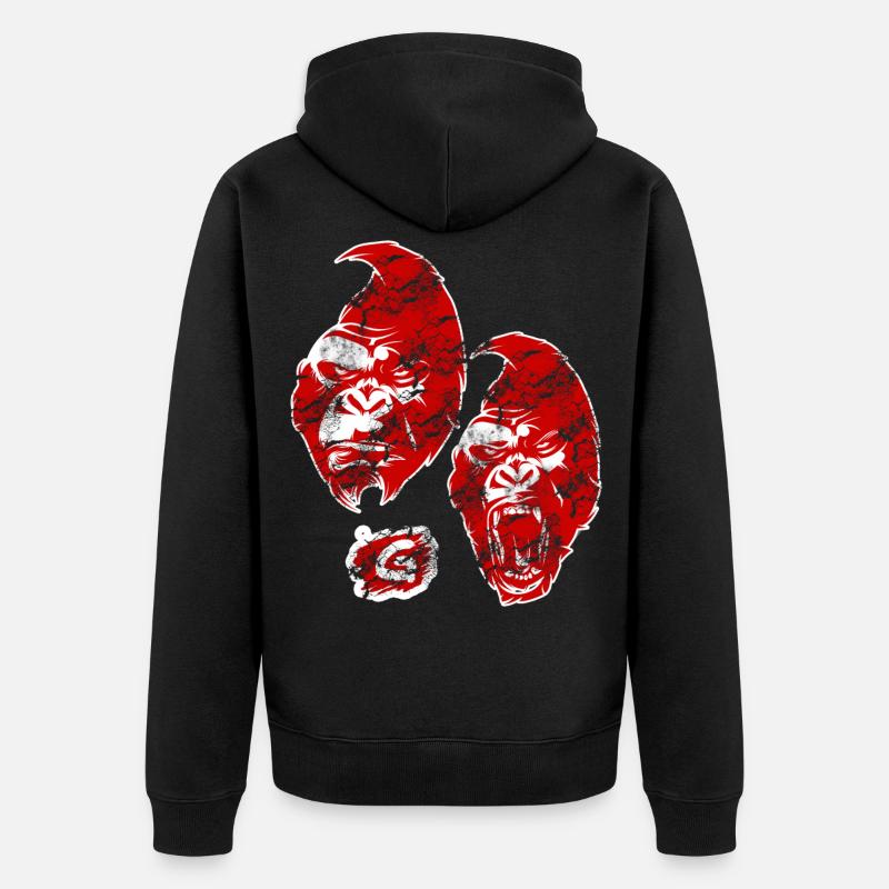Monkey Gorilla - Unisex Premium Organic Zip Hoodie - black