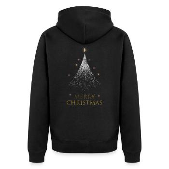Weihnachten - Unisex Premium Bio Zip Hoodie - Schwarz - Hinten - Nico (187cm)
