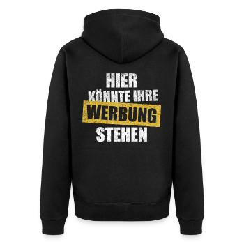 This is where their advertising could be - Unisex Premium Organic Zip Hoodie - black - Back - Nico (187cm)