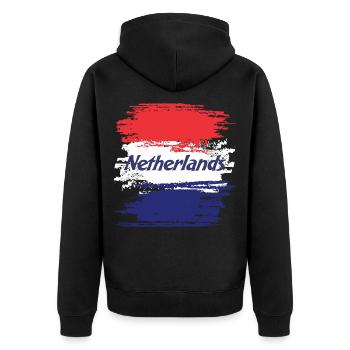 Netherlands - Unisex Premium Organic Zip Hoodie - black - Back - Nico (187cm)
