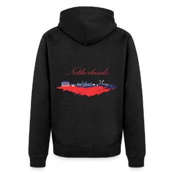 Netherlands - Unisex Premium Organic Zip Hoodie - black - Back - Nico (187cm)