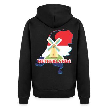Netherlands - Unisex Premium Organic Zip Hoodie - black - Back - Nico (187cm)