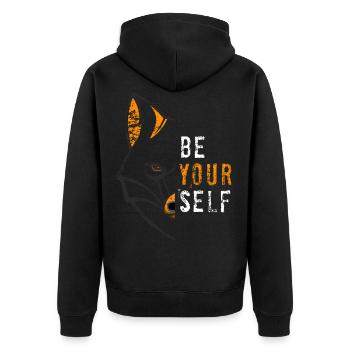 Fuchs - Unisex Premium Bio Zip Hoodie - Schwarz - Hinten - Nico (187cm)