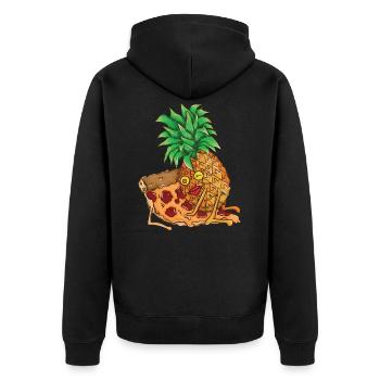 Ananas et pizza, pizza cadeau hawai manger des fruits - Veste à capuche bio Premium Unisexe - noir - Dos - Nico (187cm)