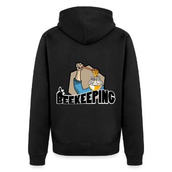 Imker Imkerei Bienenzucht Bienenhaltung - Unisex Premium Bio Zip Hoodie - Schwarz - Hinten - Nico (187cm)