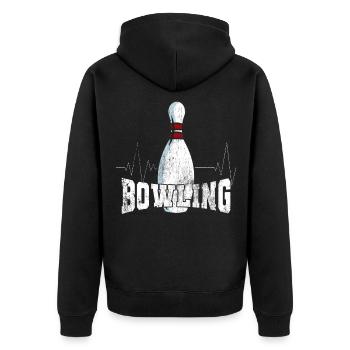 Bowling Kegeln Sport Geschenk - Unisex Premium Bio Zip Hoodie - Schwarz - Hinten - Nico (187cm)