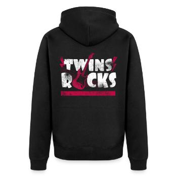 Zwillinge - Unisex Premium Bio Zip Hoodie - Schwarz - Hinten - Nico (187cm)
