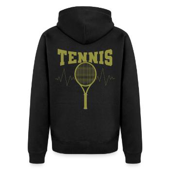 Tennis - Unisex Premium Bio Zip Hoodie - Schwarz - Hinten - Nico (187cm)