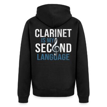 Instrument à vent clarinette - Veste à capuche bio Premium Unisexe - noir - Dos - Nico (187cm)