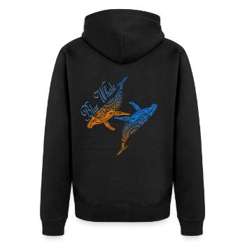 wal Walfisch - Unisex Premium Bio Zip Hoodie - Schwarz - Hinten - Nico (187cm)
