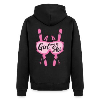 Ski Schifahren Skifahren Schilaufen Wintersport - Unisex Premium Bio Zip Hoodie - Schwarz - Hinten - Nico (187cm)