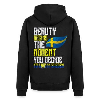 Sweden Vikings Scandinavia Country Stockholm - Unisex Premium Organic Zip Hoodie - black - Back - Nico (187cm)