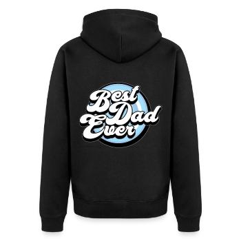 Vatertag Herrentag Männertag Papa ist der Beste - Unisex Premium Bio Zip Hoodie - Schwarz - Hinten - Nico (187cm)