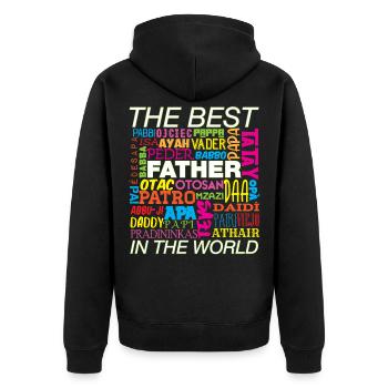 Vatertag Herrentag Männertag Papa ist der Beste - Unisex Premium Bio Zip Hoodie - Schwarz - Hinten - Nico (187cm)