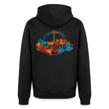 Toronto Color - Unisex Premium Organic Zip Hoodie - black - Back - Nico (187cm)