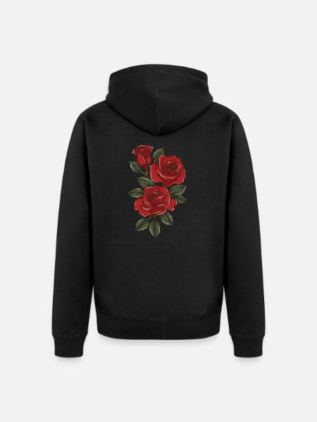 Red roses - Unisex Premium Organic Zip Hoodie - black