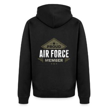 Air Force Airforce Military Army Gift - Unisex Premium Organic Zip Hoodie - black - Back - Nico (187cm)