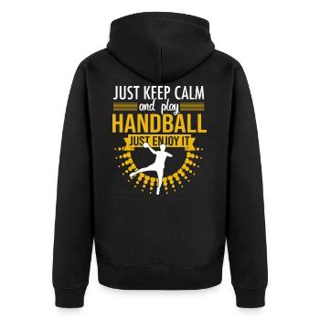 Handball Handball Player - Unisex Premium Organic Zip Hoodie - black - Back - Nico (187cm)
