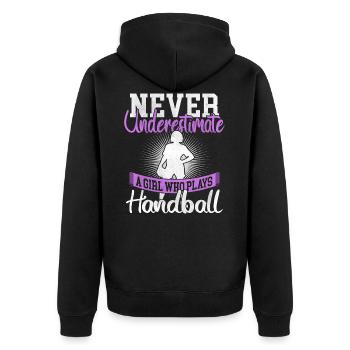 Handballer Handball - Unisex Premium Organic Zip Hoodie - black - Back - Nico (187cm)