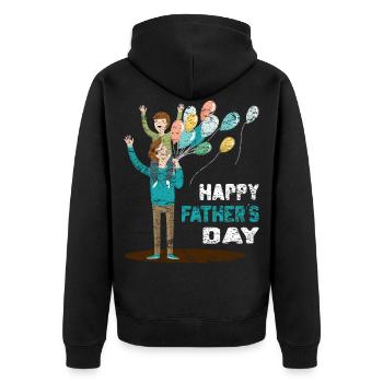 Vatertag Männertag Herrentag Papa ist der Beste - Unisex Premium Bio Zip Hoodie - Schwarz - Hinten - Nico (187cm)