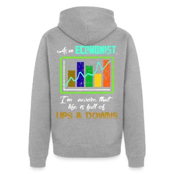 Économie économie économie ÉCONOMIE ECONOMIE ECONOMIE Finances cadeau - Veste à capuche bio Premium Unisexe - gris chiné - Dos - Nico (187cm)