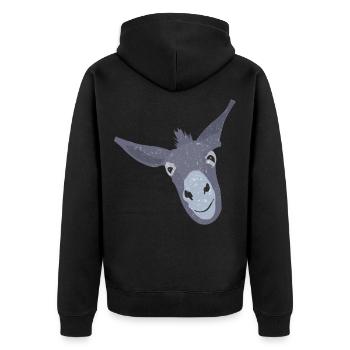 Esel Maulesel Muli Störrisch und Stur Geschenk - Unisex Premium Bio Zip Hoodie - Schwarz - Hinten - Nico (187cm)