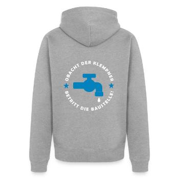 Plumber - Unisex Premium Organic Zip Hoodie - heather grey - Back - Nico (187cm)