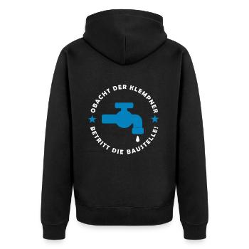 Plumber - Unisex Premium Organic Zip Hoodie - black - Back - Nico (187cm)