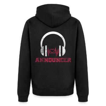 Moderator TV Radio Beruf Geschenk - Unisex Premium Bio Zip Hoodie - Schwarz - Hinten - Nico (187cm)