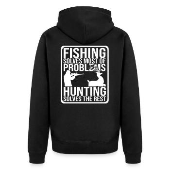 Fisherman hunting hunter hunting hunting deer hunting - Unisex Premium Organic Zip Hoodie - black - Back - Nico (187cm)