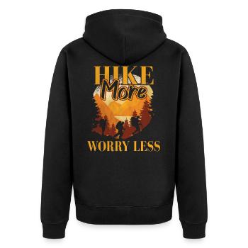 Wandern Wanderung - Unisex Premium Bio Zip Hoodie - Schwarz - Hinten - Nico (187cm)