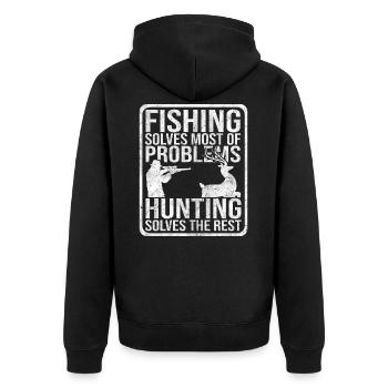 Hunter - Unisex Premium Organic Zip Hoodie - black - Back - Nico (187cm)