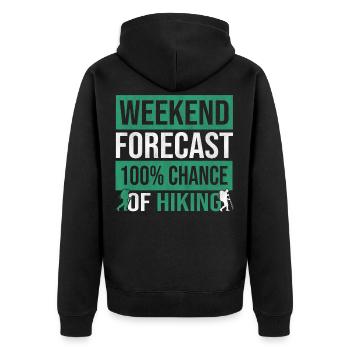 Wanderlust Wanderer Bergsteigen Wandern Berge - Unisex Premium Bio Zip Hoodie - Schwarz - Hinten - Nico (187cm)