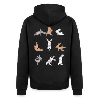 Yoga Rabbit Meditation Yogi Namaste Gift - Unisex Premium Organic Zip Hoodie - black - Back - Nico (187cm)