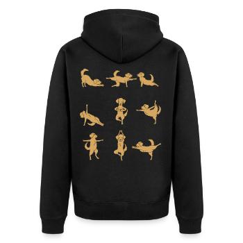 Yoga Golden Retriever Meditation Yogi Geschenk - Unisex Premium Bio Zip Hoodie - Schwarz - Hinten - Nico (187cm)