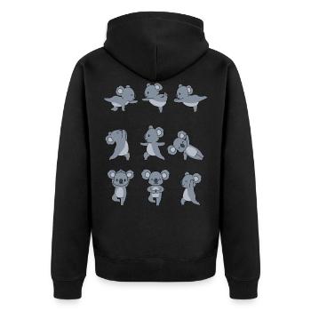 Yoga Koala Meditation Yogi Namaste Geschenk - Unisex Premium Bio Zip Hoodie - Schwarz - Hinten - Nico (187cm)