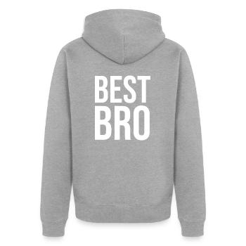Best Bro - Unisex Premium Organic Zip Hoodie - heather grey - Back - Nico (187cm)