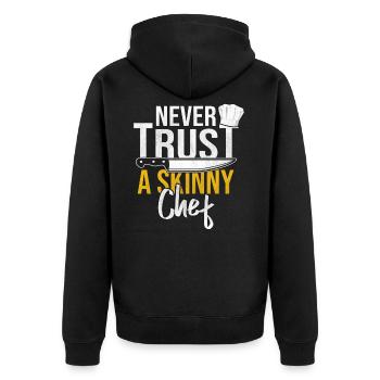 Chefkoch - Unisex Premium Bio Zip Hoodie - Schwarz - Hinten - Nico (187cm)